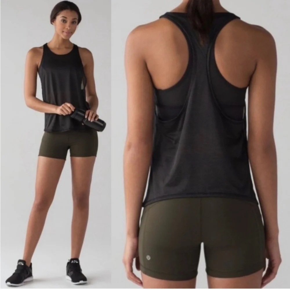 Lululemon pushing limits tank top women’s 10 ten black EUC